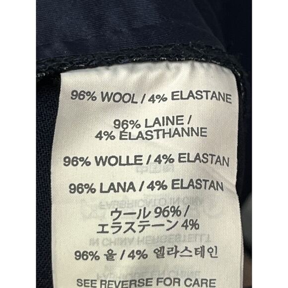 J Crew Bi Stretch Navy wool blend trousers Womens 4 pinstripe sides Pockets - Picture 4 of 6